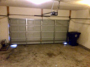 A garage door that has been opened up.