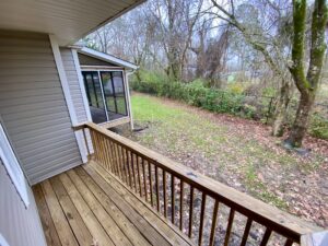 A view of the back deck from outside.