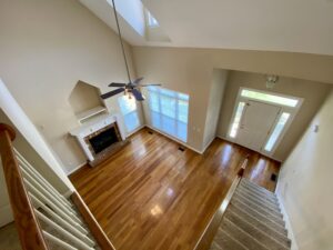 A view of the living room from above.