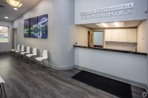 A view of the waiting room and reception area.