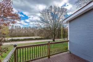 A view of the back deck from the porch.